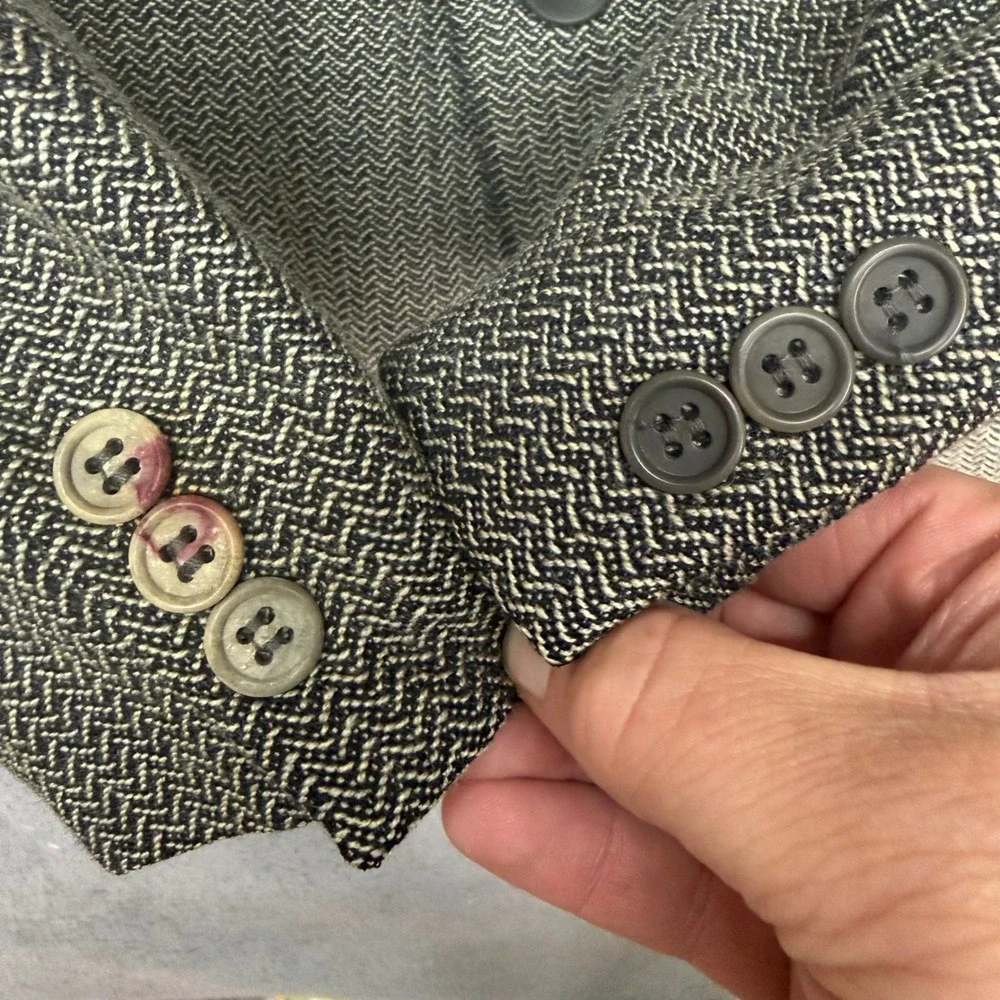 Giorgio Armani Blazer Mens 44 Grey Herringbone Virgin Wool Le Collezioni Italy